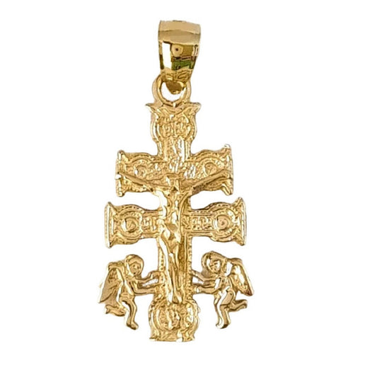 14K Yellow Gold Caravaca Cross Pendant