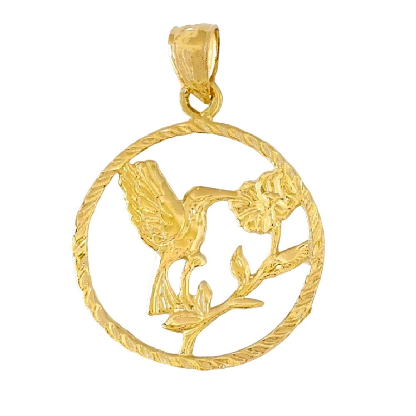 14K Yellow Gold Hummingbird Pendant