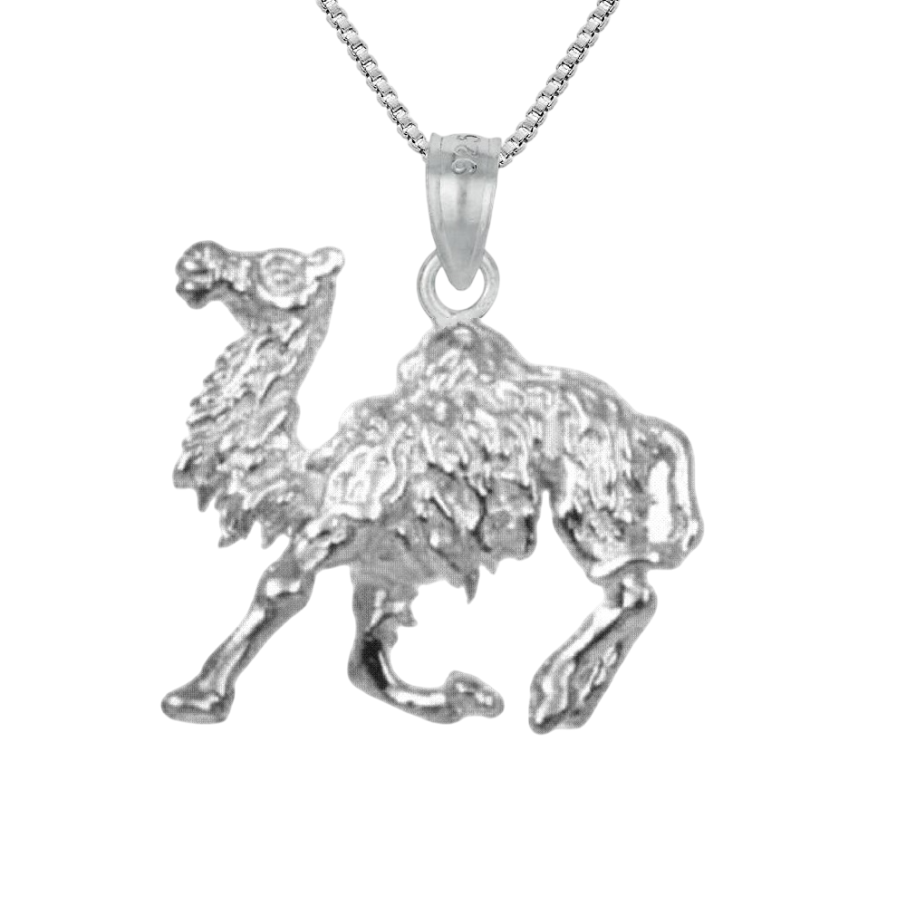 925 Sterling Silver Necklace w/ Camel 3D Solid Pendant