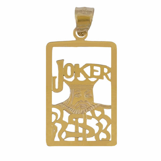 14K Yellow Gold Joker Playing Cards Pendant