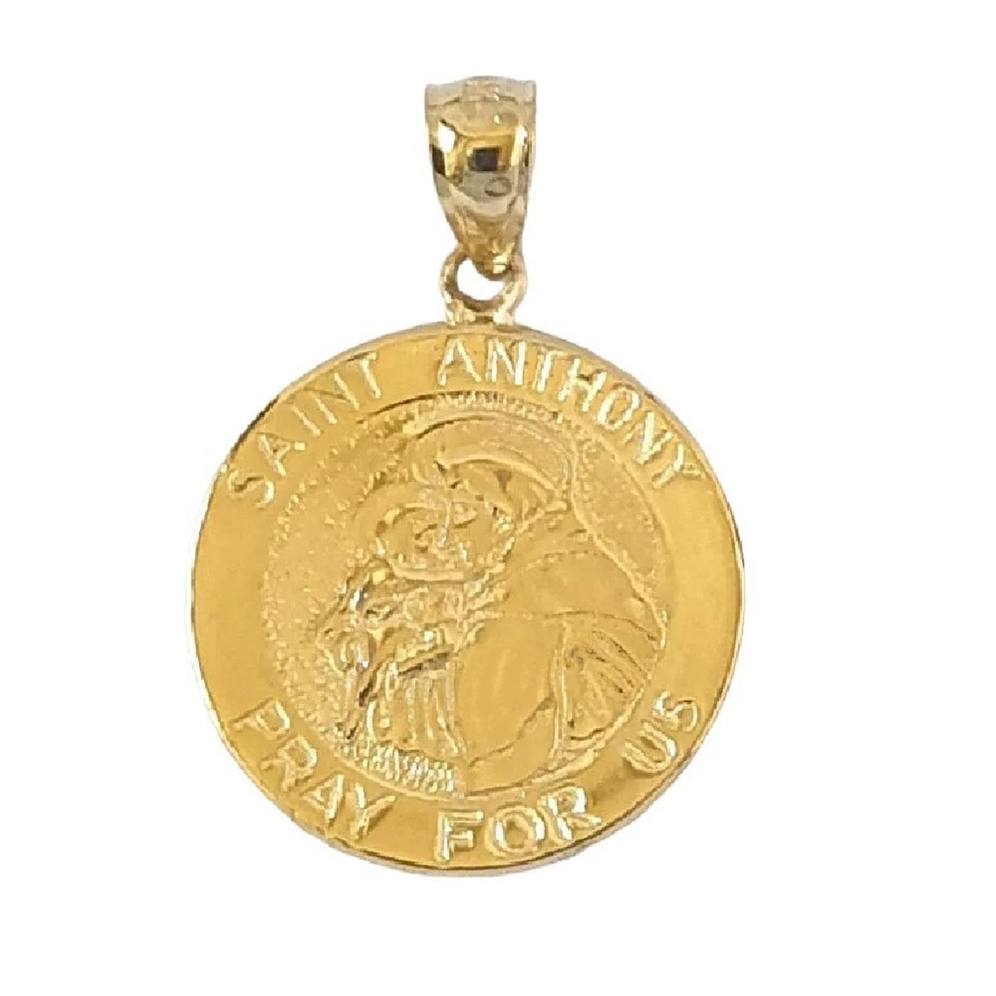 14K Yellow Gold Saint Anthony Pray For Us Pendant