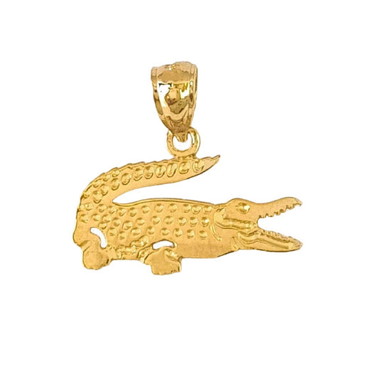 14K Yellow Gold Crocodile Pendant Charm