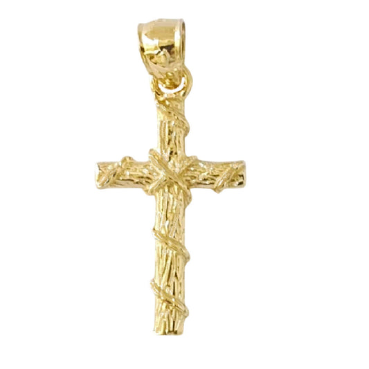14K Yellow Gold Cross 3D (3 Dimensional) Solid Pendant
