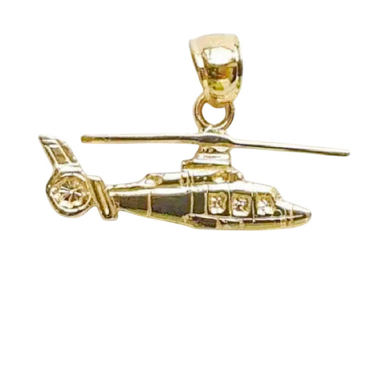 14K Yellow Gold Helicopter Pendant