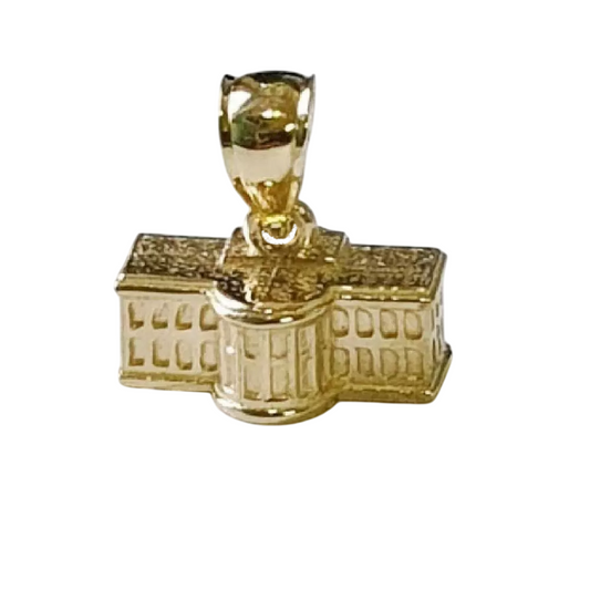 14K Yellow Gold White House 3D Pendant