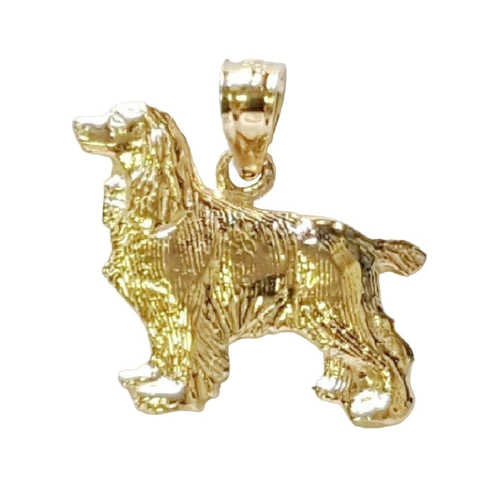 14K Yellow Gold Cocker Spaniel Dog Pendant