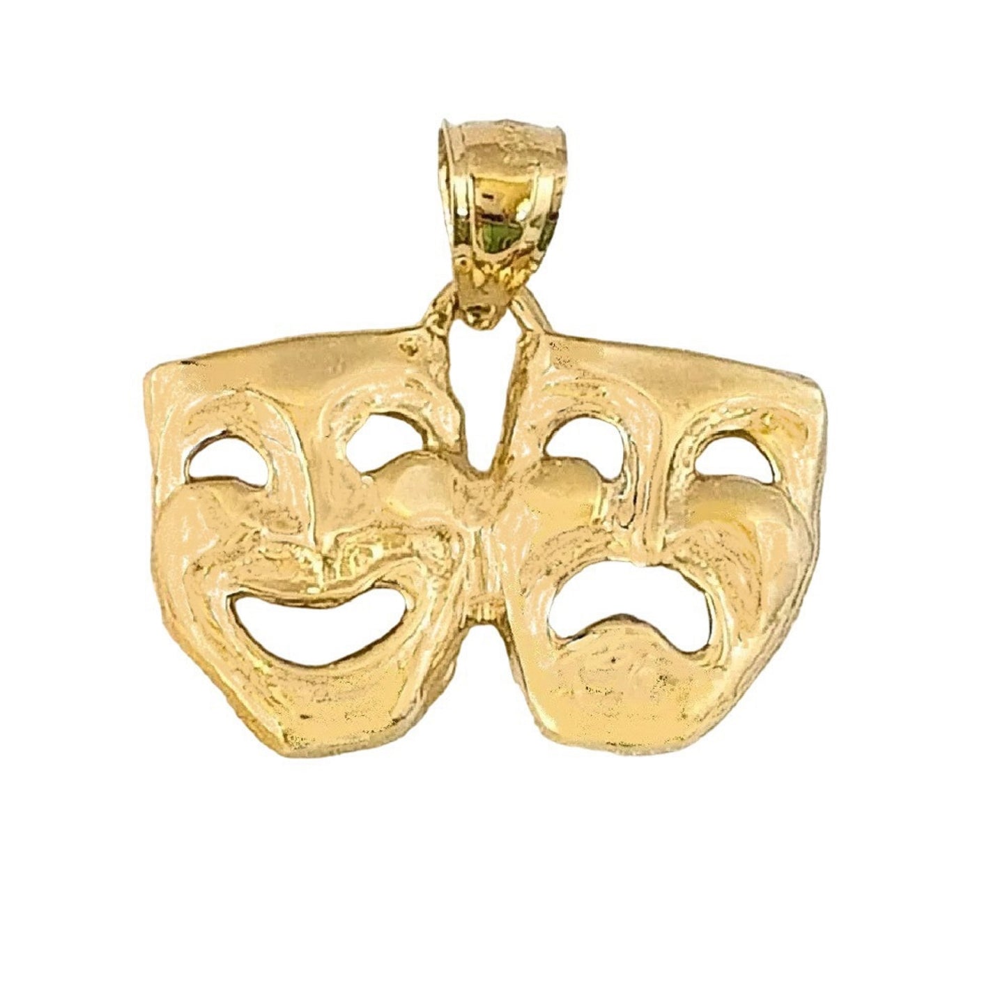 14K Yellow Gold Laugh Now, Cry Later Drama Mask Pendant