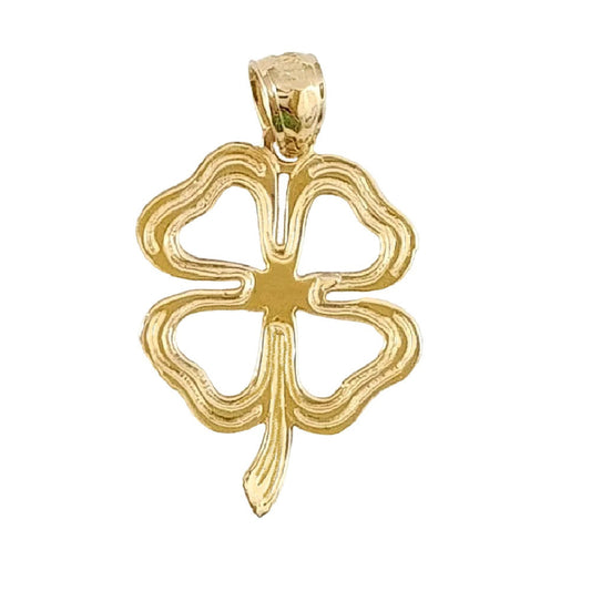 14K Yellow Gold Shamrock Clover Pendant