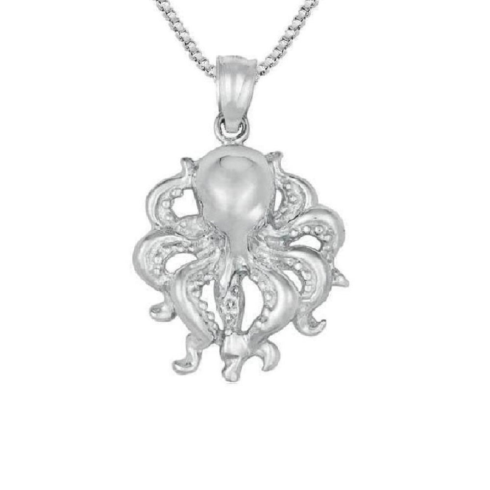 925 Sterling Silver Necklace w/ Octopus Pendant Charm