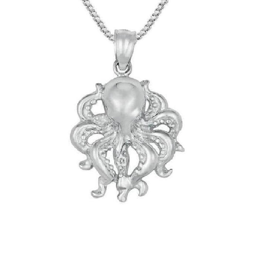 925 Sterling Silver Necklace w/ Octopus Pendant Charm