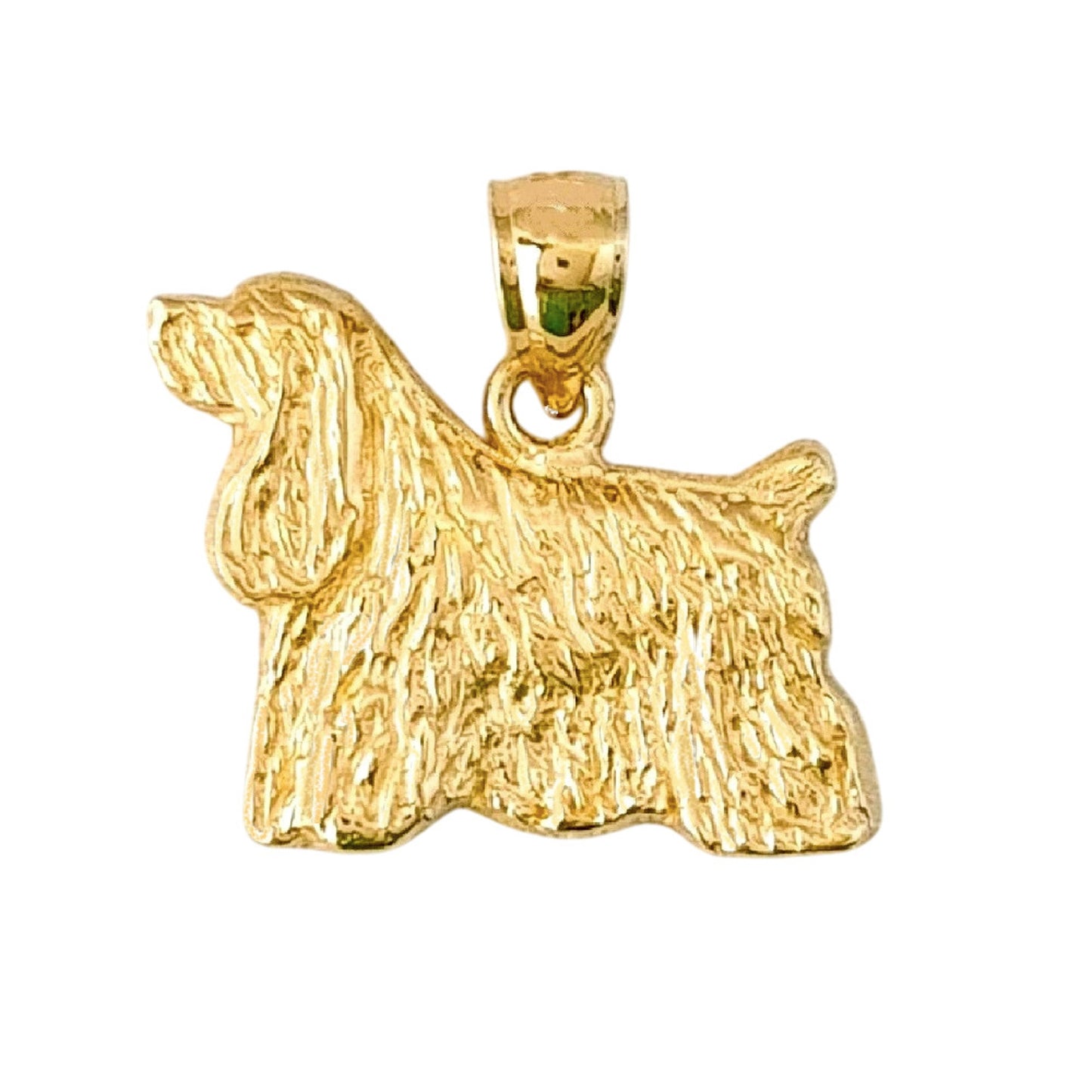 14K Yellow Gold Cocker Spaniel Dog Pendant