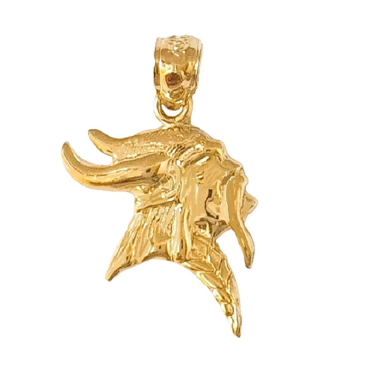 14k Yellow Gold Viking Warrior Pendant