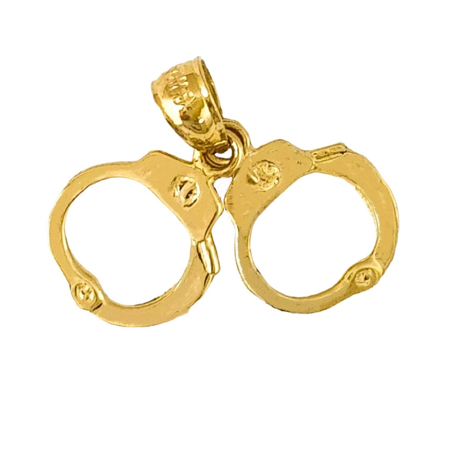 14K Yellow Gold Handcuffs 3D (3 Dimensional) Pendant