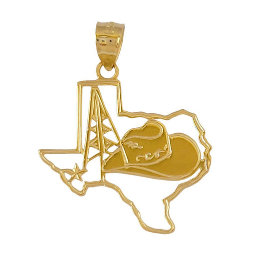 14K Yellow Gold Texas Oil Well Pendant