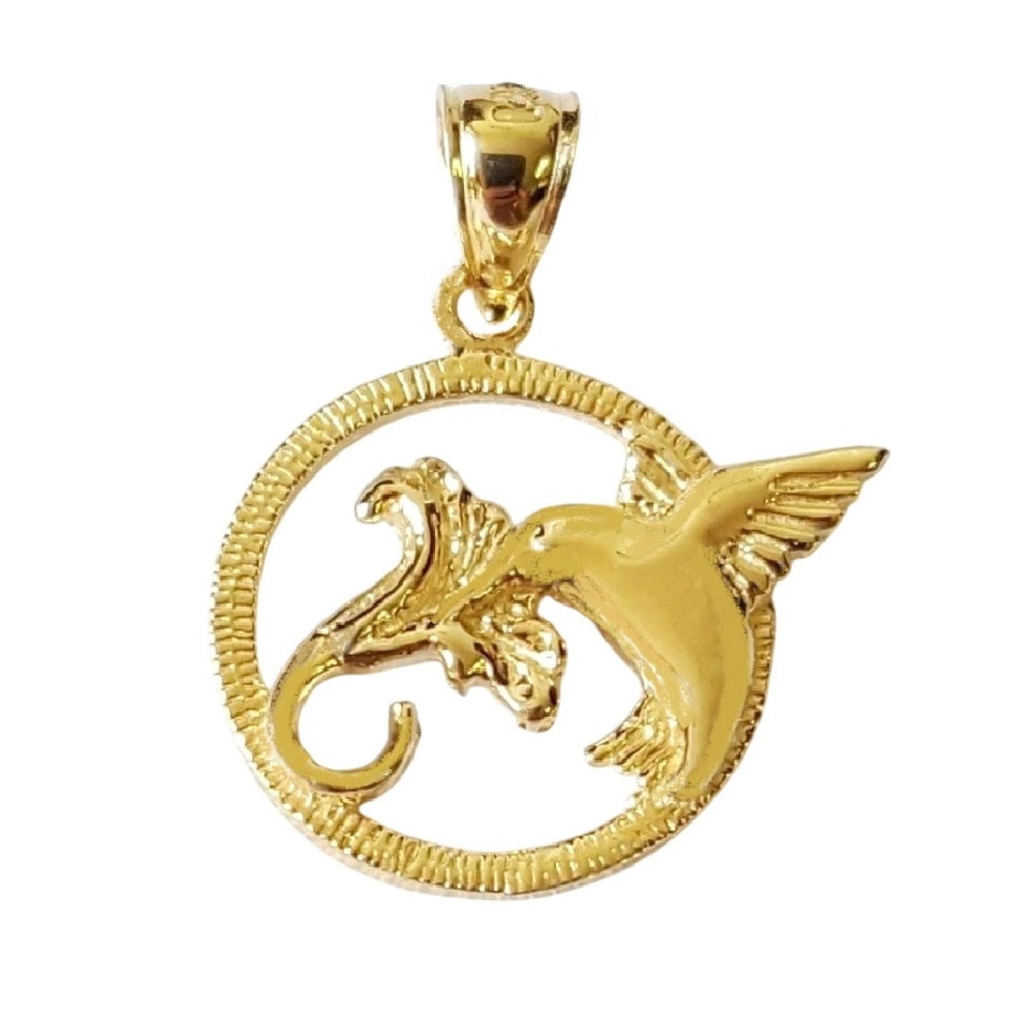14K Yellow Gold Hummingbird Pendant