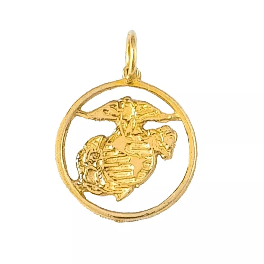 14k Yellow Gold Eagle Globe Anchor Pendant Charm, Made in USA