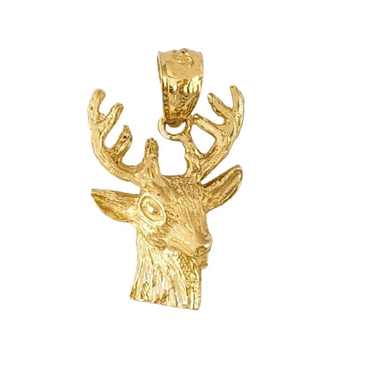 14K Yellow Gold Deer, Elk Pendant