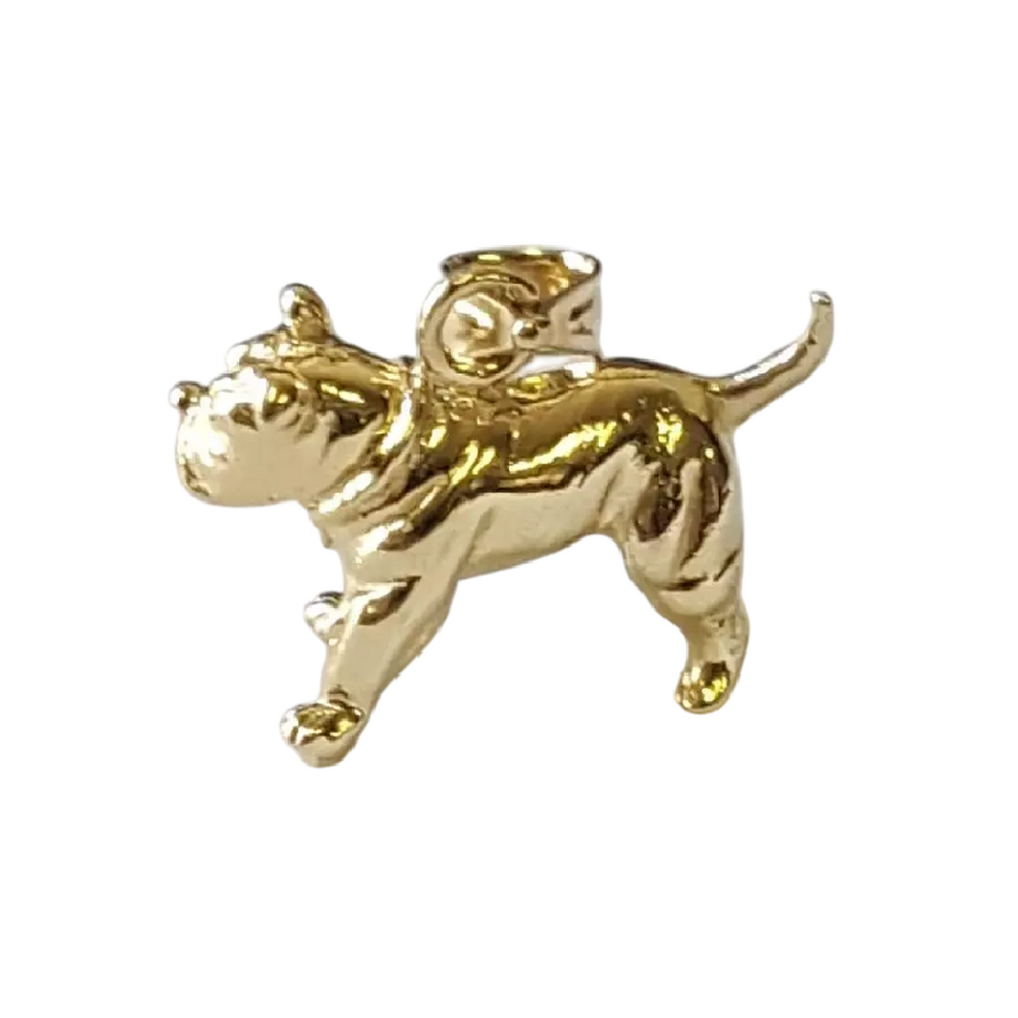 14K Yellow Gold Bulldog 3D Solid Pendant