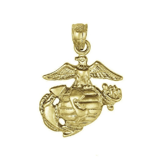 Sterling Silver Yellow Gold Plated Eagle Globe Anchor Pendant Charm