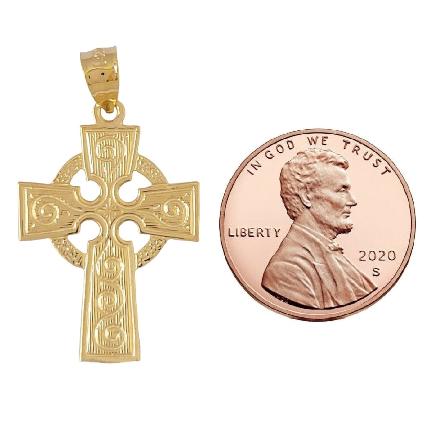 14K Yellow Gold Celtic Cross Pendant