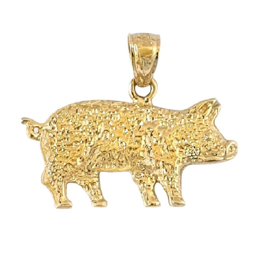 14K Yellow Gold Pig Pendant