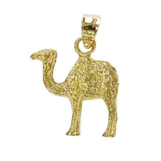 14K Yellow Gold Camel 3D Solid Pendant