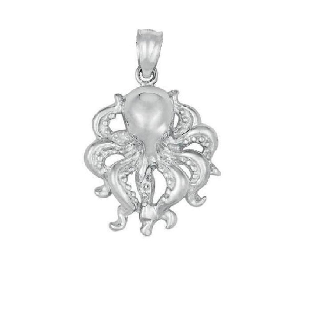 925 Sterling Silver Necklace w/ Octopus Pendant Charm