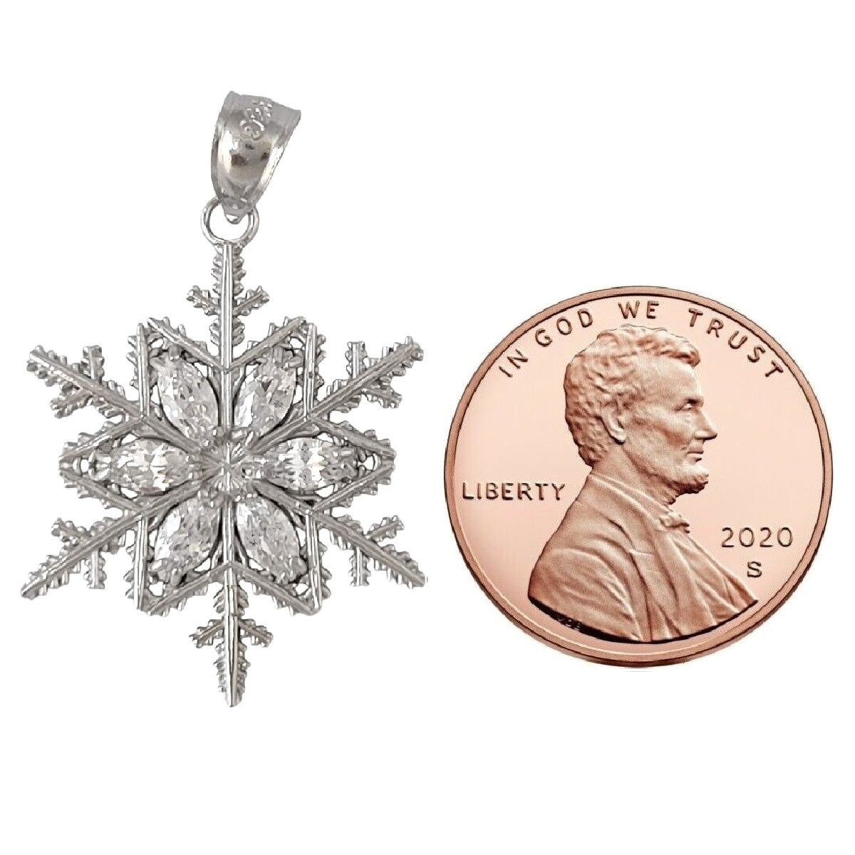 Sterling Silver Snowflake Pendant with Cubic Zirconia Stones