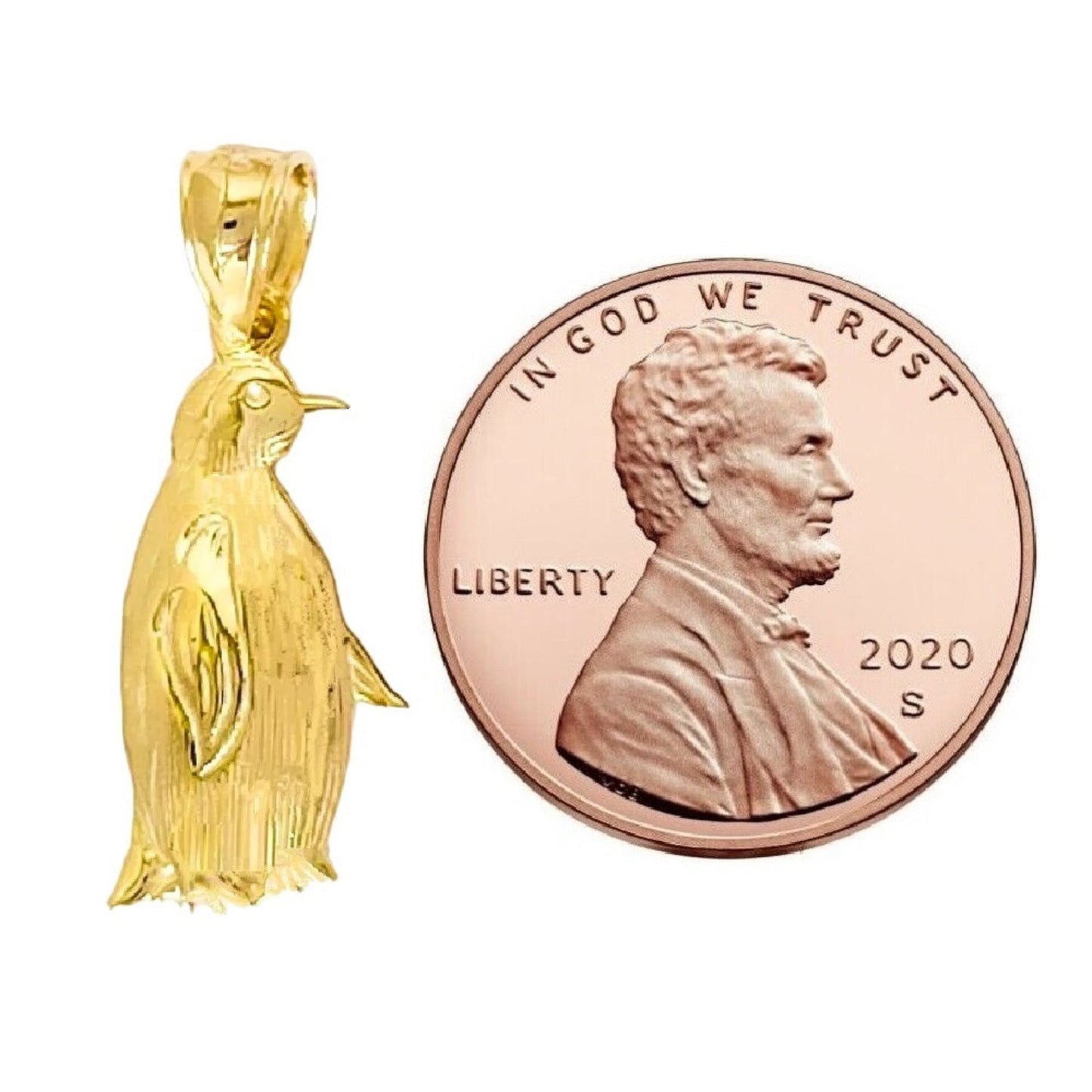 14K Yellow Gold Penguin Pendant