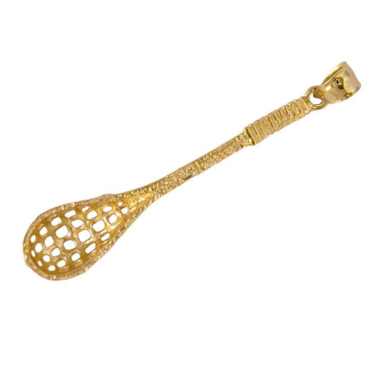 14k Yellow Gold Lacrosse Stick 3D (3 Dimensional) Pendant