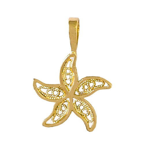 14K Yellow Gold Filigree Starfish Pendant