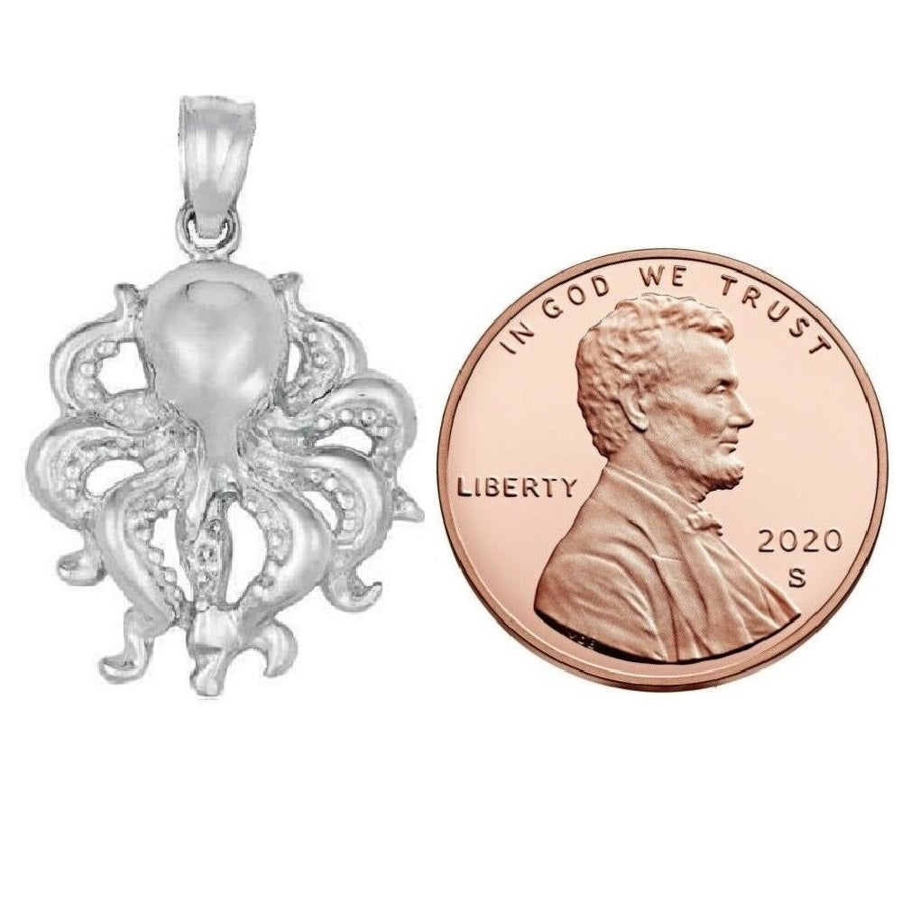 925 Sterling Silver Necklace w/ Octopus Pendant Charm