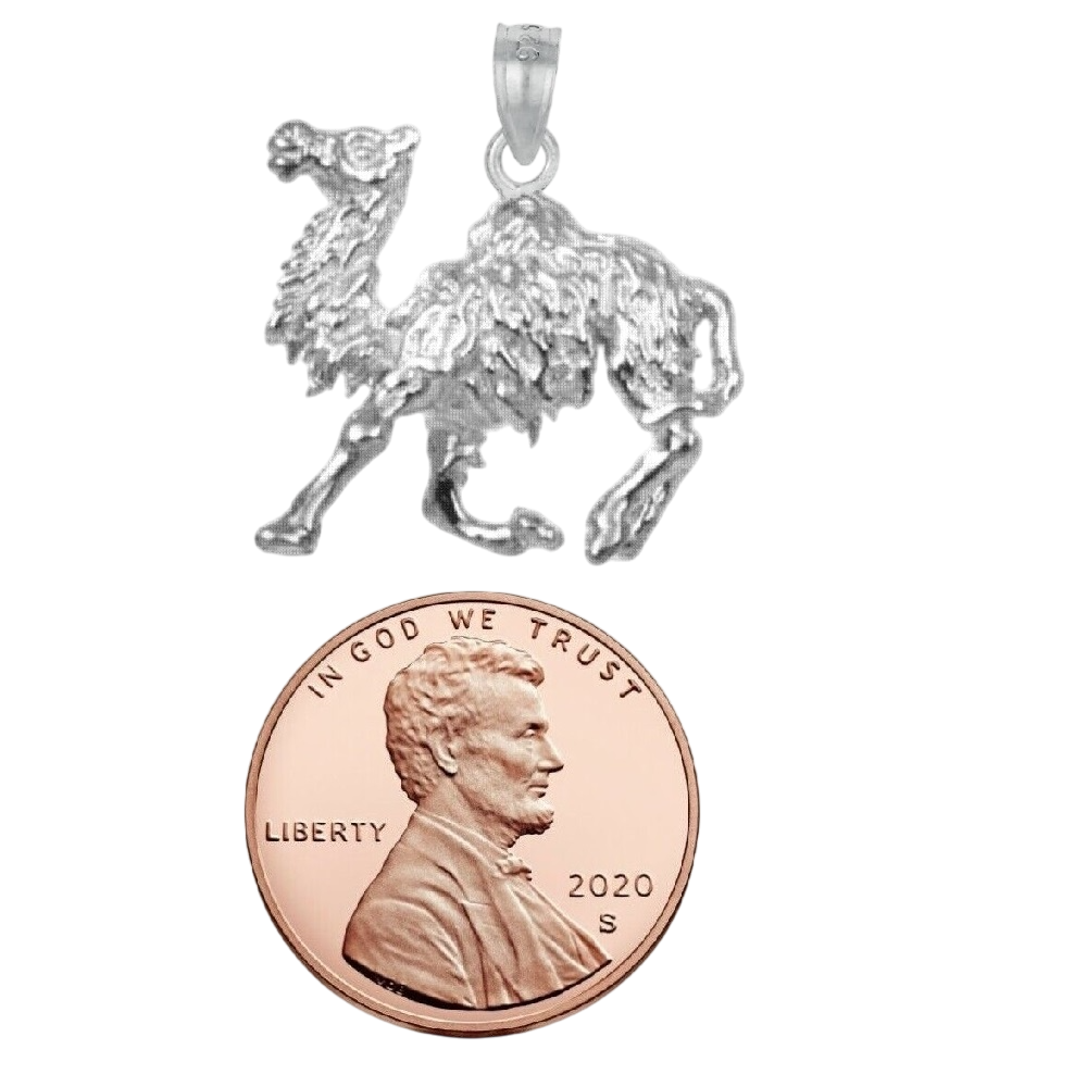 925 Sterling Silver Necklace w/ Camel 3D Solid Pendant