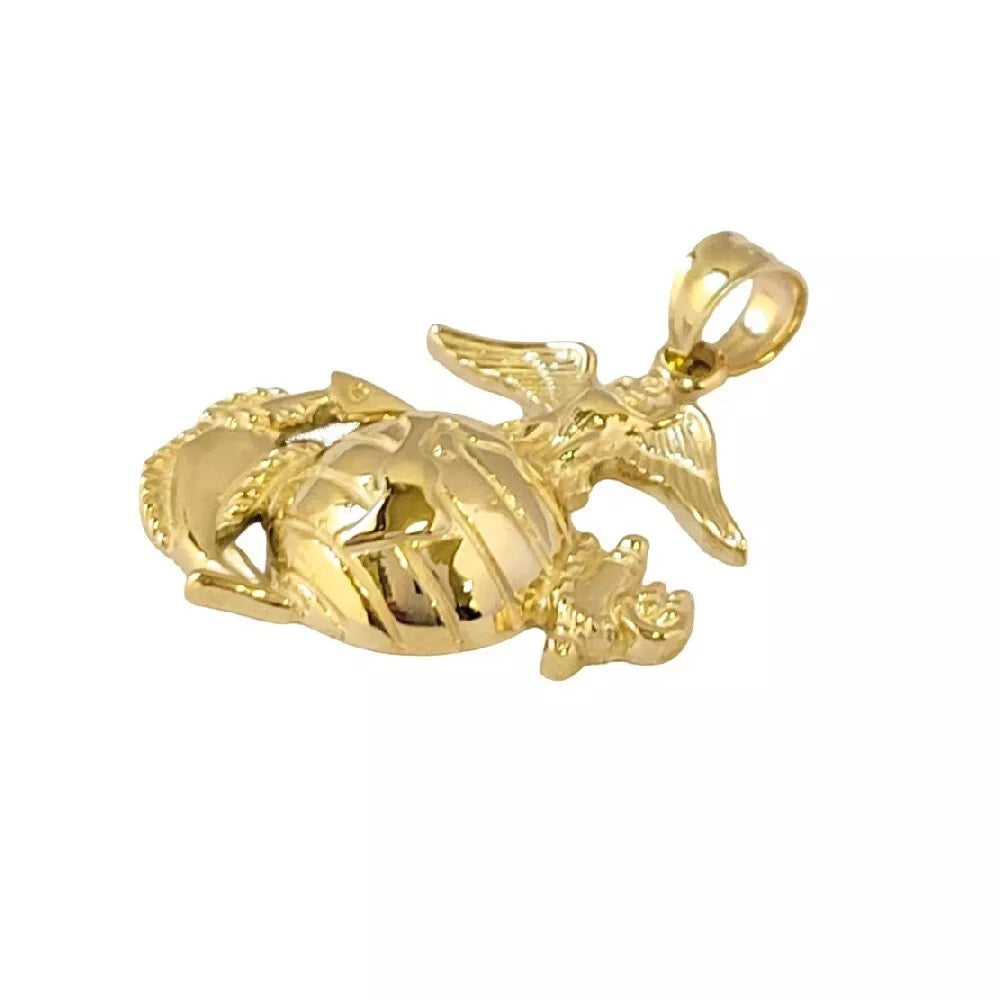 14k Yellow Gold Eagle Globe Anchor Pendant, Made in USA