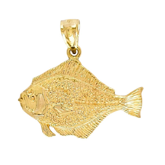 14K Yellow Gold Halibut Fish Pendant