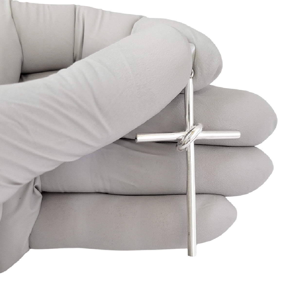 925 Sterling Silver Cross in Hoop 3D (3 Dimensional) Large Pendant