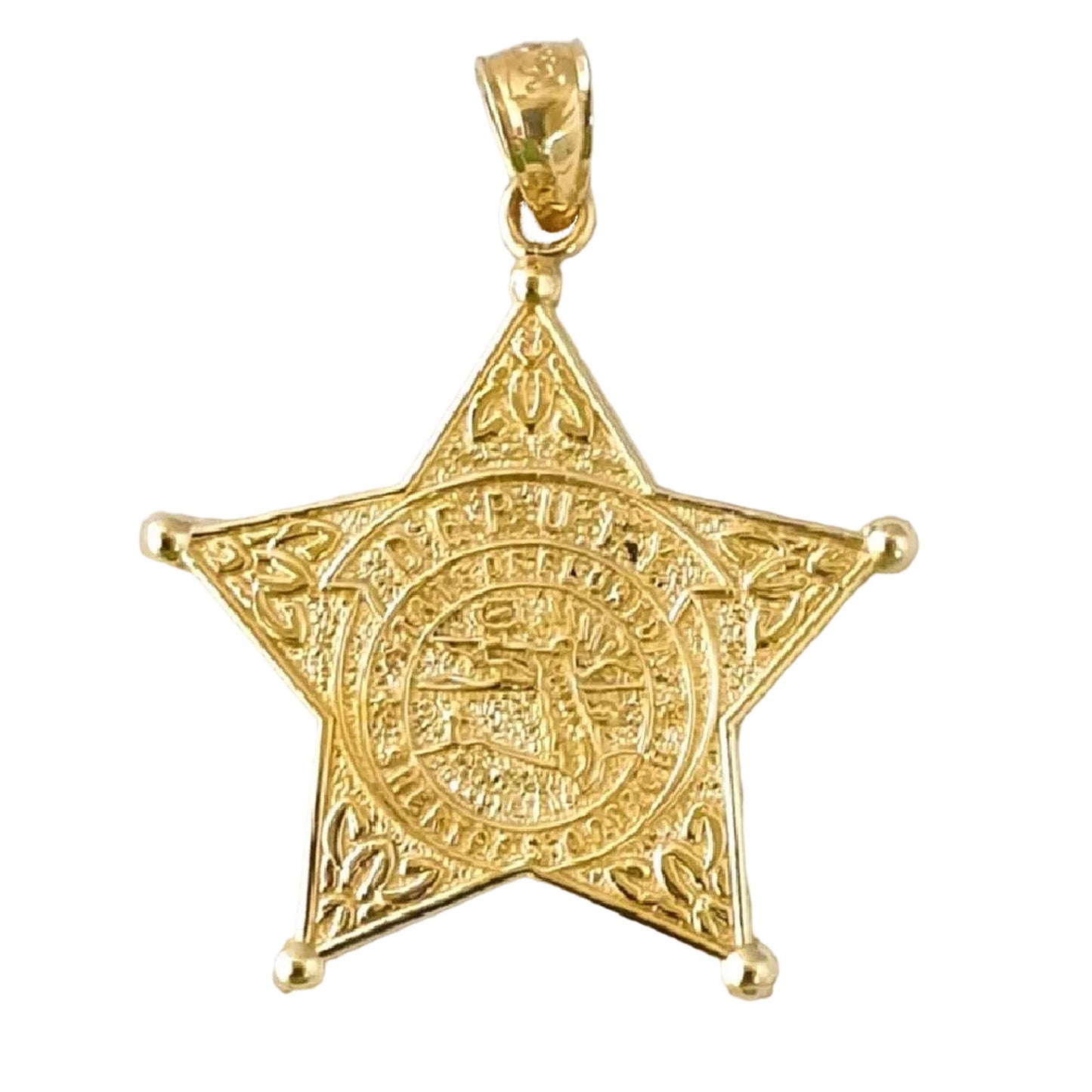 14K Yellow Gold State of Florida Sheriff Deputy Badge Pendant