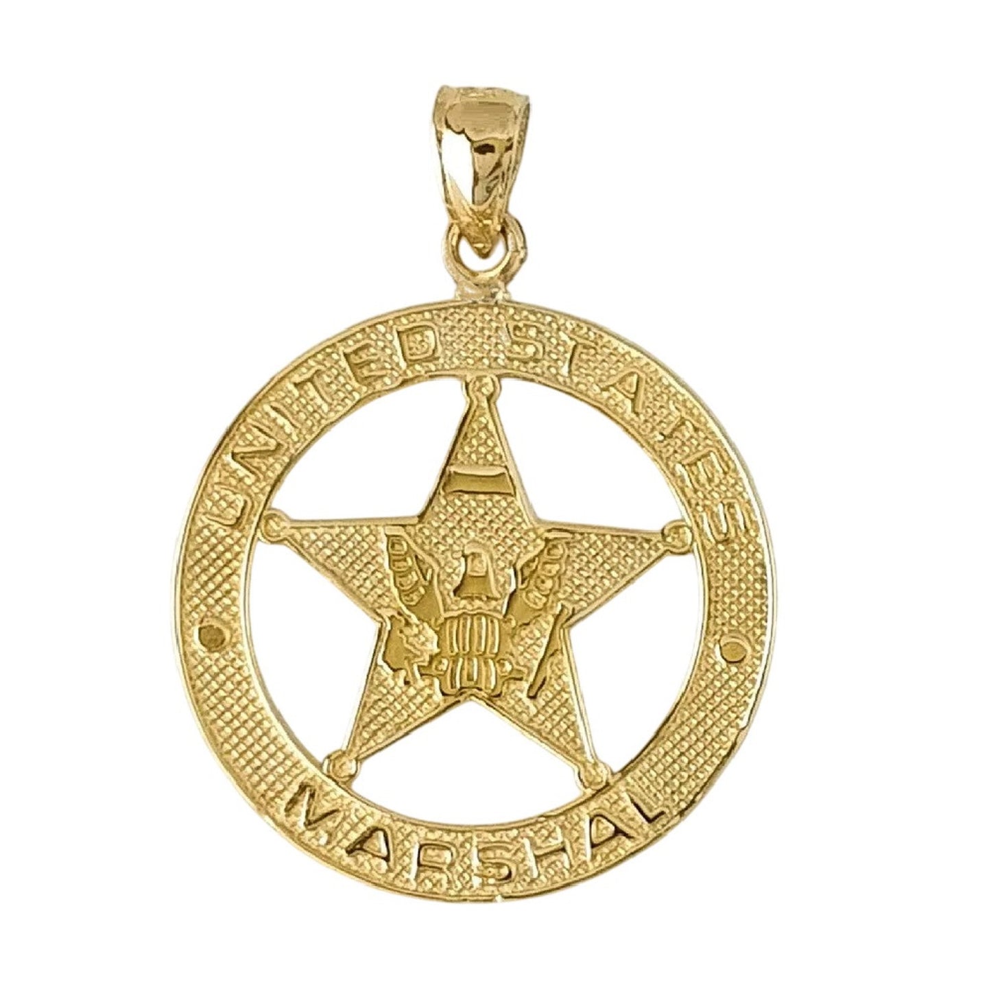 14k Yellow Gold US MARSHAL Badge Pendant