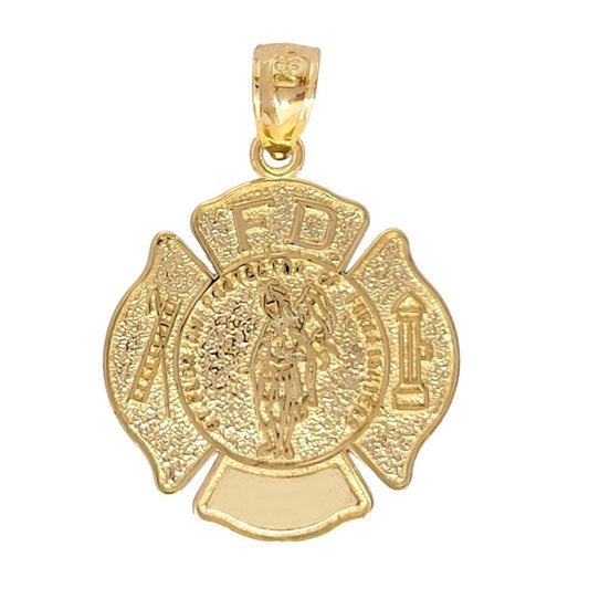14K Yellow Gold ST FLORIAN PROTECTOR OF FIREFIGHTER Pendant