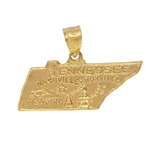 14K Yellow Gold Tennessee State Map Pendant