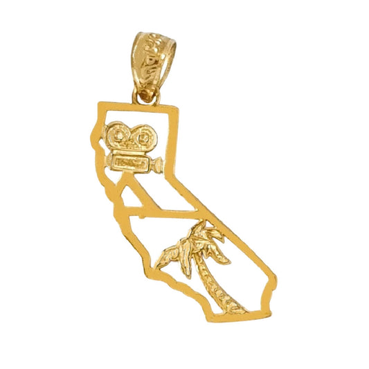 14K Yellow Gold California State Map Pendant