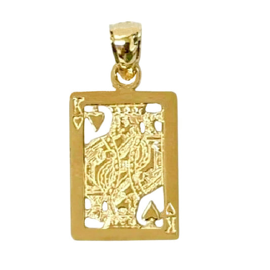 14K Yellow Gold King Playing Card Pendant
