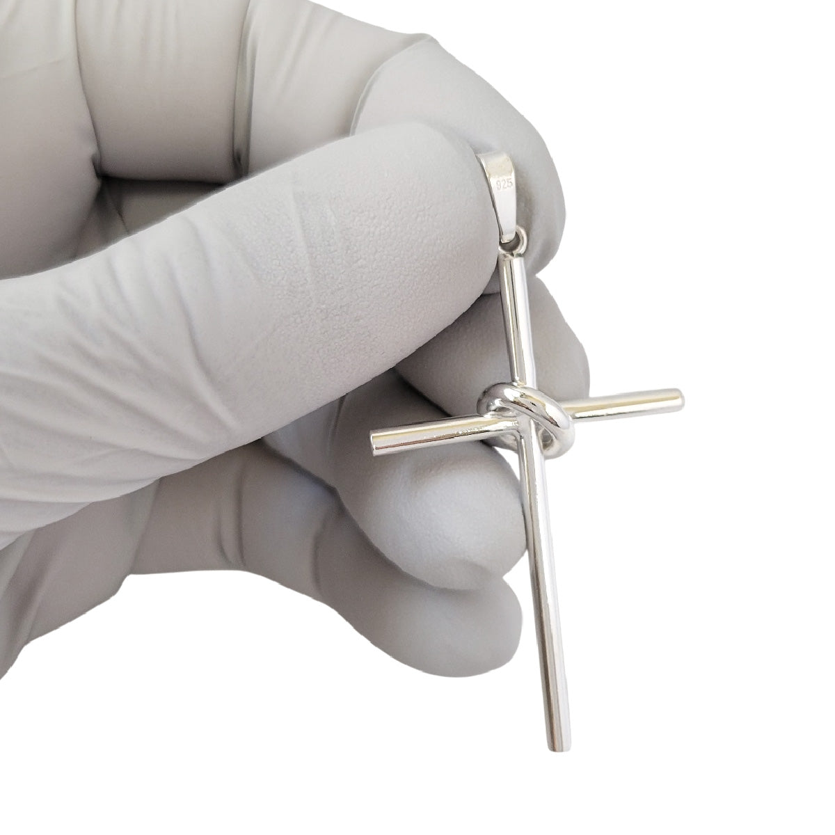 925 Sterling Silver Cross in Hoop 3D (3 Dimensional) Large Pendant