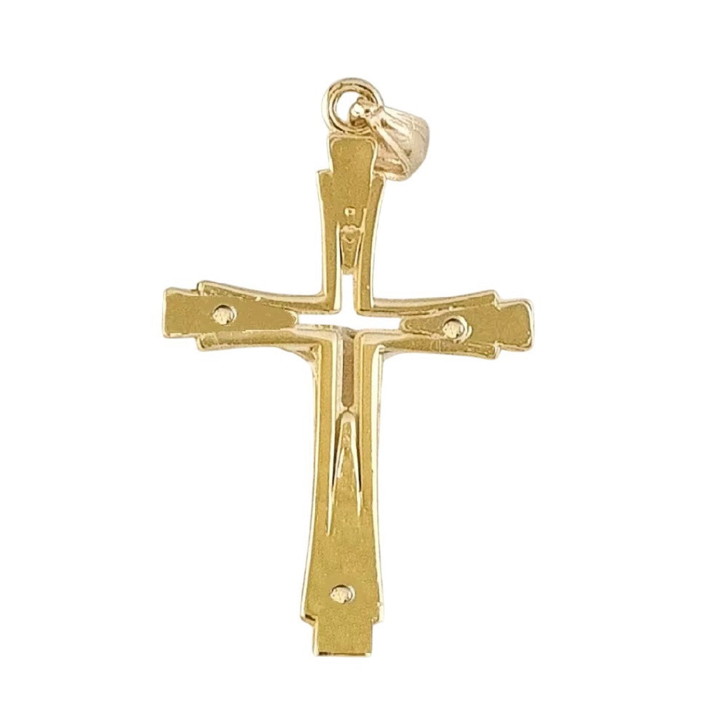 14k Yellow Gold and White Gold Crucifix Cross Two Tone Pendant