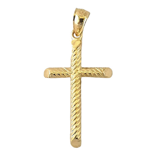 14K Yellow Gold Textured Cross Pendant