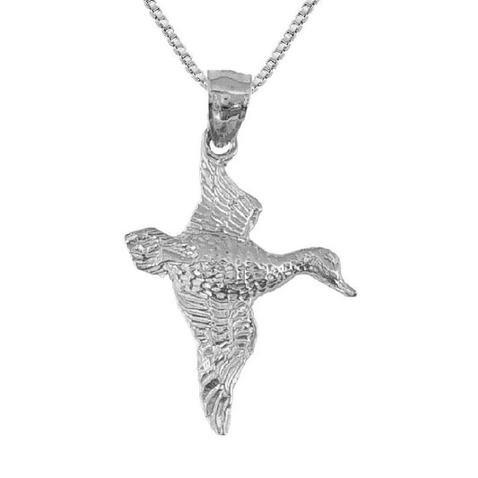 925 Sterling Silver Necklace w/ Duck Mallard Pendant Charm Pendant Charm