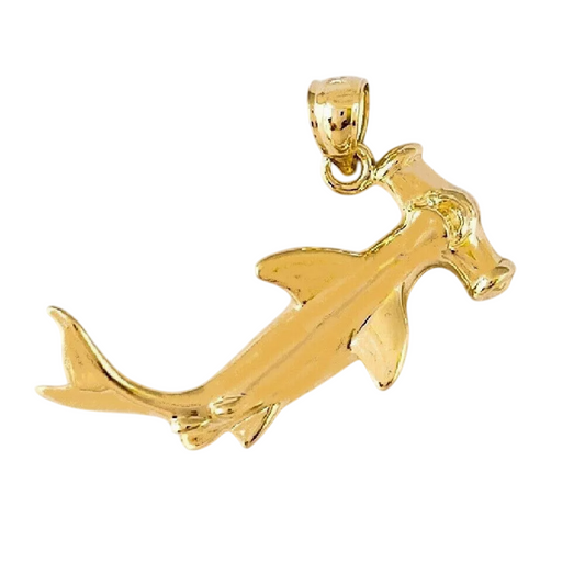 14K Yellow Gold Hammerhead Shark Pendant