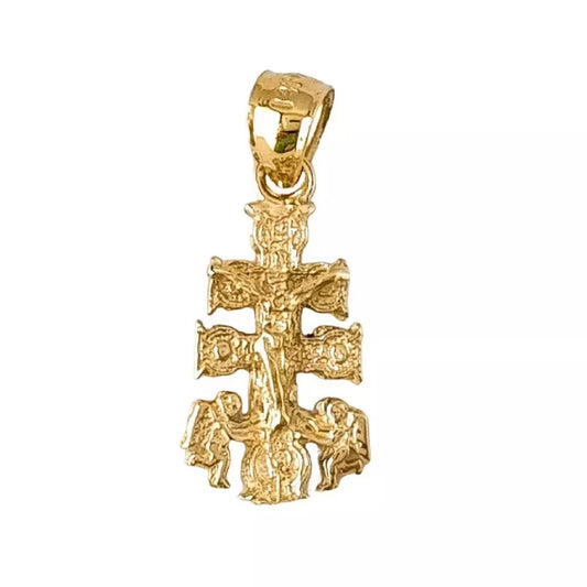 14K Yellow Gold Caravaca Cross Pendant