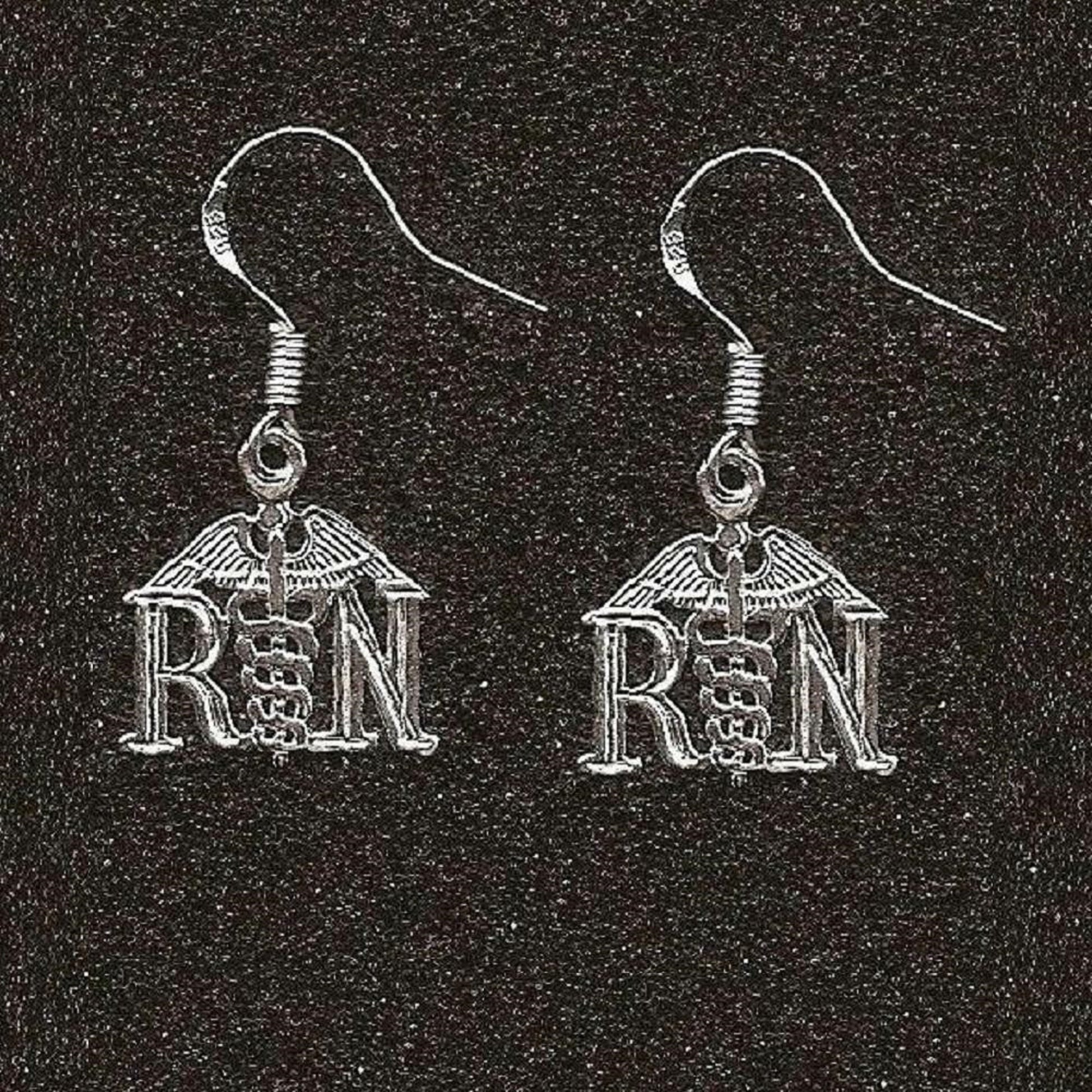 Sterling Silver RN (REGISTERED NURSE) Dangle Earrings