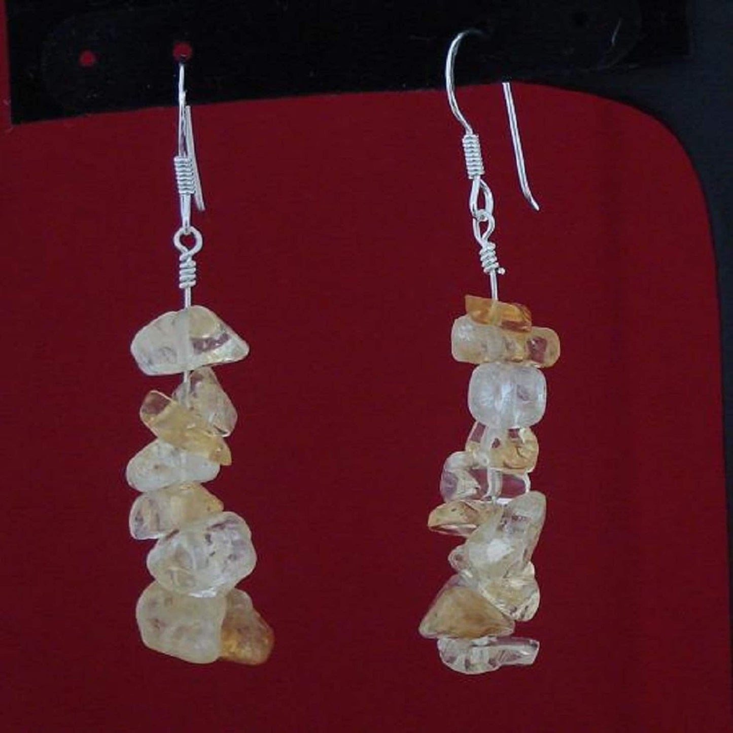 5mm-10mm Citrine Chips Sterling Silver Hoop Earrings